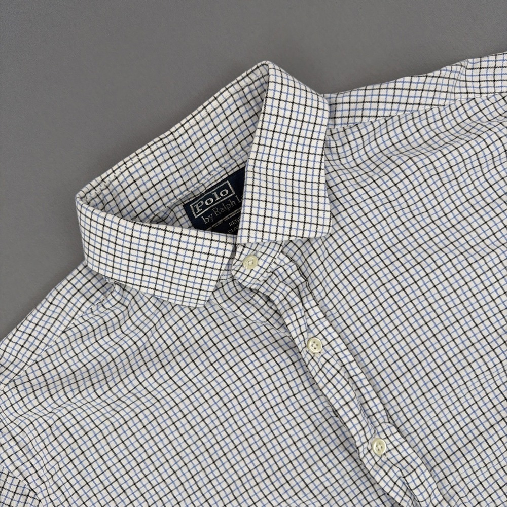 Polo Ralph Lauren Shirt Mens 17 34/35 Plaid Long Sleeve Button Up Regent Classic